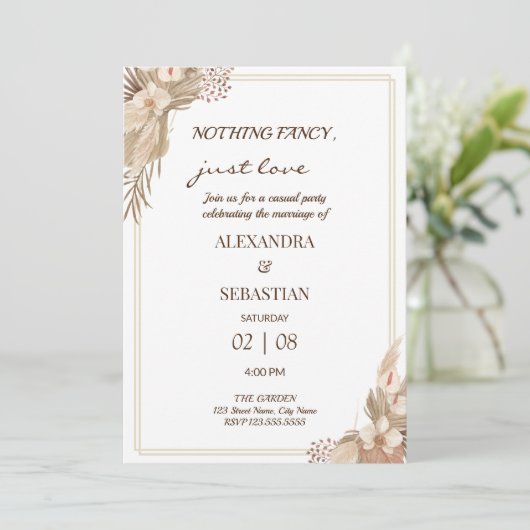 Bloemen Bruiloftsreceptie Uitnodiging (Staand voorkant)