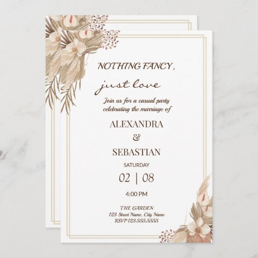 Bloemen Bruiloftsreceptie Uitnodiging (Voorkant / Achterkant)