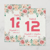 Bloemen Bruiloftstoel Plaats Tafel Nummer / Begele Kaart (Voorkant / Achterkant)