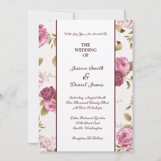 Bloemen Bruiloftsuitnodiging Kaart (Voorkant)