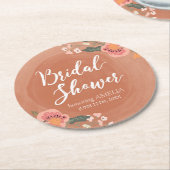 Bloemen Bruin Hout Rustiek Vrijgezellenfeest Rond Ronde Kartonnen Onderzetter (Gebogen)