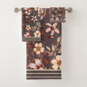 Bloemen Bruin & Perzik Bad Handdoek (Insitu)