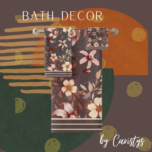 Bloemen Bruin & Perzik Bad Handdoek