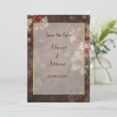 Bloemen bruine bruiloft uitnodiging (Staand voorkant)