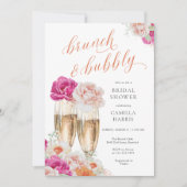 Bloemen brunch en bubble bruids douche uitnodiging (Voorkant)
