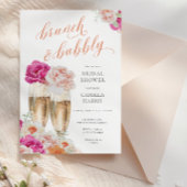 Bloemen brunch en bubble bruids douche uitnodiging