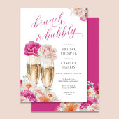 Bloemen brunch en bubble bruids douche uitnodiging