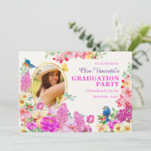 Bloemen brunch foto baby afstuderen kaart (Staand voorkant)