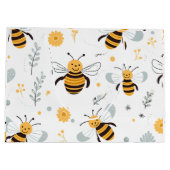 Bloemen Bubble Bee Wrapping Papier Blad Set van 3 Groot Cadeauzakje (Achterkant)
