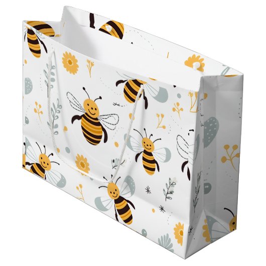 Bloemen Bubble Bee Wrapping Papier Blad Set van 3 Groot Cadeauzakje (Voorkant Gekanteld)