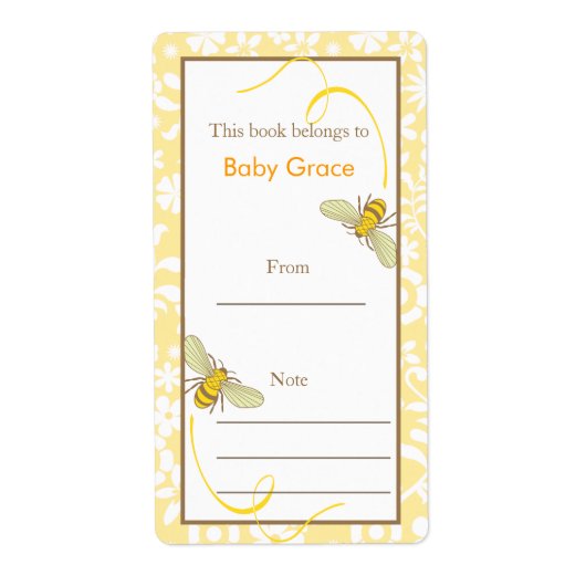 Bloemen Bumble Bee Bookplate Etiket (Voorkant)