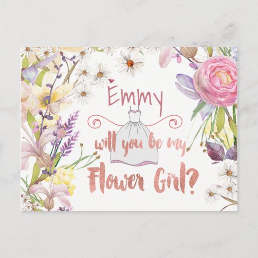 Bloemen Bunches Bloemenmeisje Aanvraag Briefkaart (Voorkant)