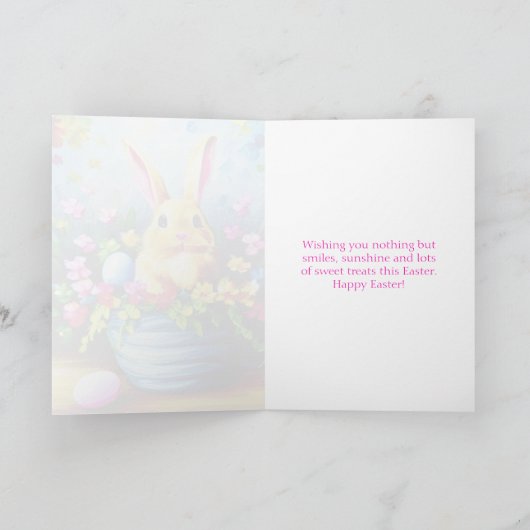  bloemen, Bunny Rabbit en Paaseieren Feestdagen Kaart (Binnen)