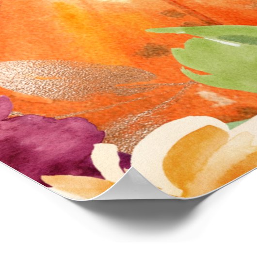 Bloemen burgundy herfst bruidsbad welkomstbord poster (Hoek)