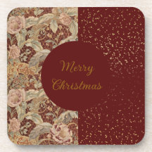 Bloemen, Burgundy Rood Goud Glitter, Prettig Kerst