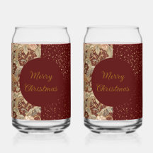 Bloemen, Burgundy Rood Goud Glitter, Prettig Kerst