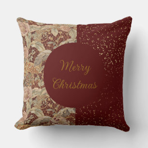 Bloemen, Burgundy Rood Goud Glitters, Prettig Kers Kussen