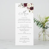 Bloemen Burgundy Wit Groenelementen Goud Trouw Men Menu (Staand voorkant)