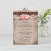 Bloemen Burlap en Rustiek Hout Wedding Informatie Informatiekaartje (Staand voorkant)