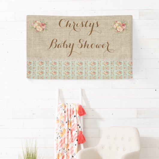 Bloemen Burlap Kant Shabby Rustiek Land Spandoek (Insitu)