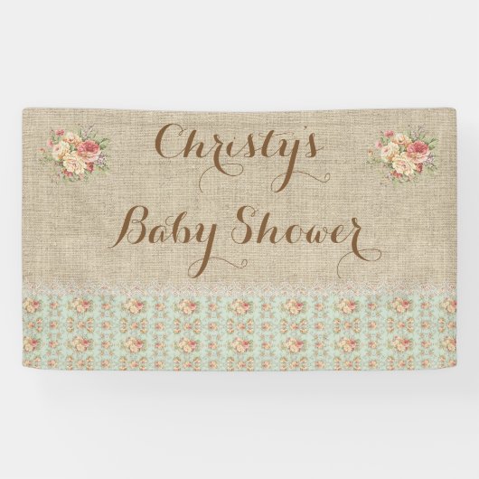  Bloemen Burlap Kant Shabby Rustiek Land Spandoek (Horizontaal)