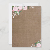 Bloemen Burlap Pink | uitnodiging tot doop (Achterkant)