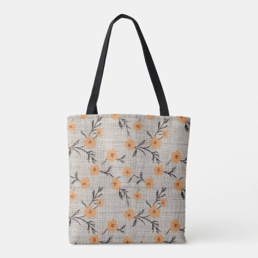 Bloemen Burlap Tote Bag (Achterkant)