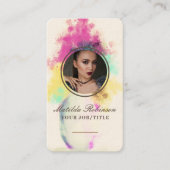 Bloemen Burst Voeg cirkelvormige foto gouden handt Visitekaartje (Voorkant)