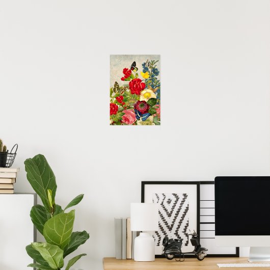  bloemen Butterflies Small Poster (Thuiskantoor)