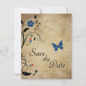  bloemen Butterflies Wedden sparen de Datum Kaart (Voorkant)