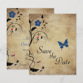bloemen Butterflies Wedden sparen de Datum Kaart (Voorkant / Achterkant)