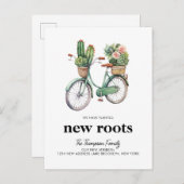 Bloemen Cactus Cactussen Fiets Nieuwe wortels Bewe Aankondigingskaart (Voorkant / Achterkant)