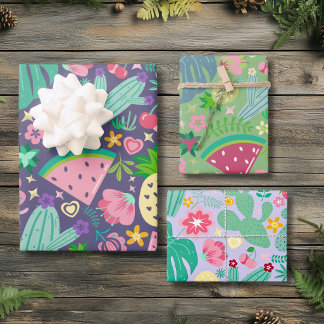 Bloemen & Cactus Zoete Botanische Woestijnbloei Inpakpapier Vel