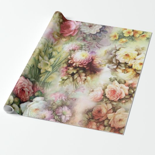 bloemen cadeaupapier (Uitgerold)