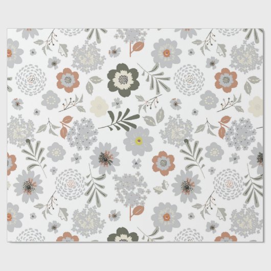 Bloemen Cadeaupapier (Vlak)