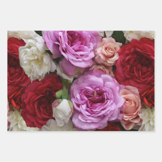 Bloemen cadeauverpakking met pioen en rozen, 3 vel (Voorkant 2)