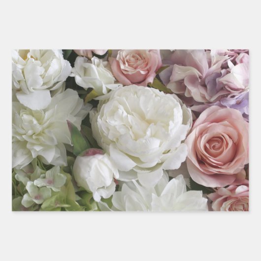 Bloemen cadeauverpakking met pioen en rozen, 3 vel (Voorkant 2)