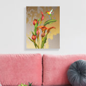 Bloemen - Calla Lilies en Hummingbird Canvas Afdruk (Insitu (Woonkamer))