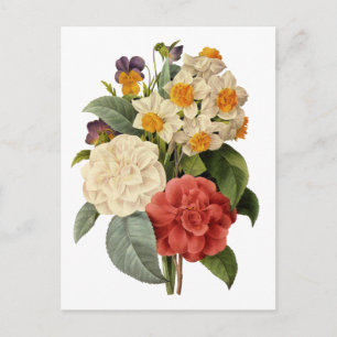 bloemen, Camellias en Narcissus, Redoute Briefkaart