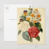 bloemen, Camellias en Narcissus, Redoute Briefkaart (Voorkant / Achterkant)