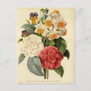bloemen, Camellias en Narcissus, Redoute Briefkaart
