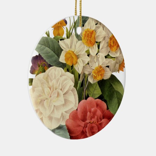  bloemen, Camellias en Narcissus, Redoute Keramisch Ornament (Rechts)