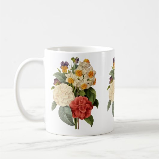  bloemen, Camellias en Narcissus, Redoute Koffiemok (Links)