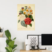  bloemen, Camellias en Narcissus, Redoute Poster (Thuiskantoor)