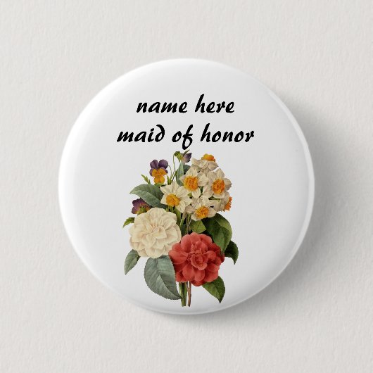  bloemen, Camellias en Narcissus, Redoute Ronde Button 5,7 Cm (Voorkant)