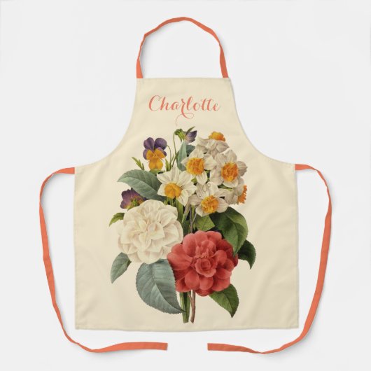  bloemen, Camellias en Narcissus, Redoute Schort (Voorkant)