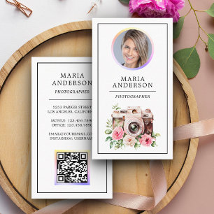 Bloemen Camera Foto QR Code Fotograaf Visitekaartje