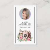 Bloemen Camera Foto QR Code Fotograaf Visitekaartje (Voorkant)