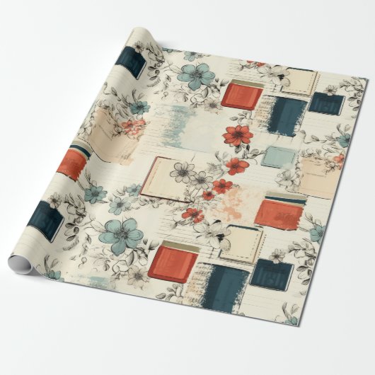 Bloemen & Camerapatroon (7) Cadeaupapier (Uitgerold)