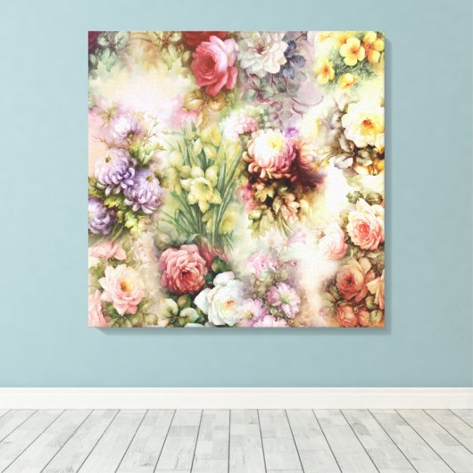  bloemen canvas afdruk (Insitu (Houten vloer))
